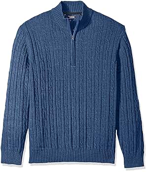 IZOD Men's Cable Solid 1/4 Zip Sweater, Federal Blue, X